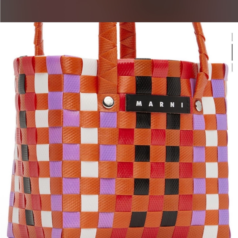 Marni Orange and Purple Checkered Tote